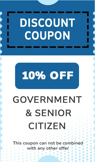 Discount: 10% off Government & Senior Citizen